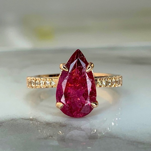 14k Rose Gold and Pink Tourmaline Ring - Picture 1 of 8